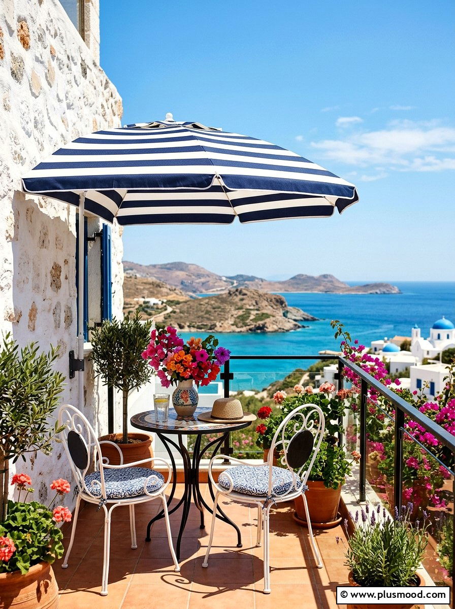 Balcony Parasol Umbrella - 25 cute summer balcony ideas