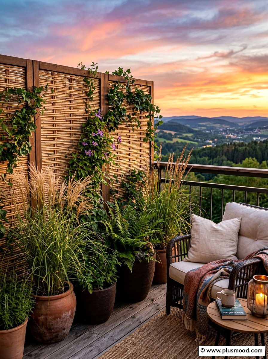 Balcony Privacy Screen With Greenery - 25 summer balcony lounge ideas