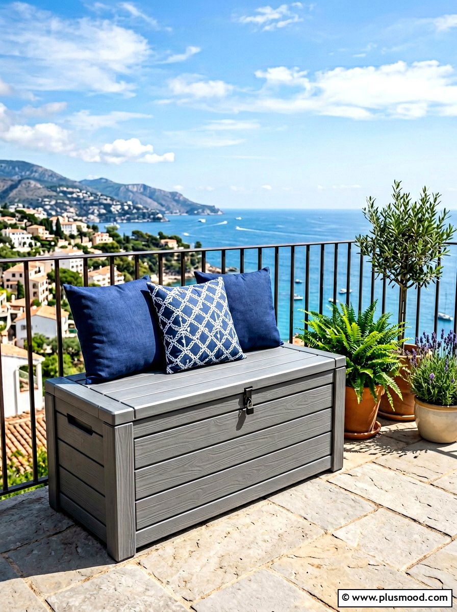 Balcony Storage Bench - 25 summer condo balcony ideas