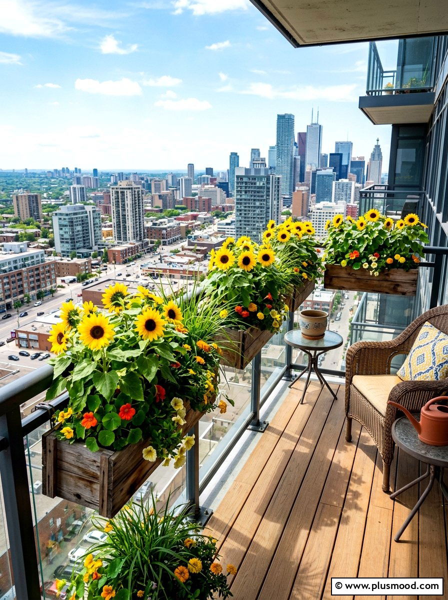 Balcony Sunflower Garden - 25 summer sunflower garden ideas