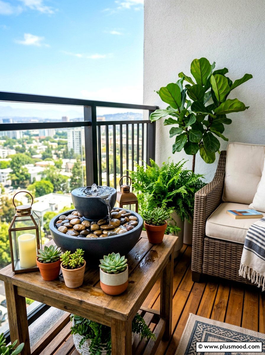 Balcony Water Feature - 25 summer balcony makeover ideas