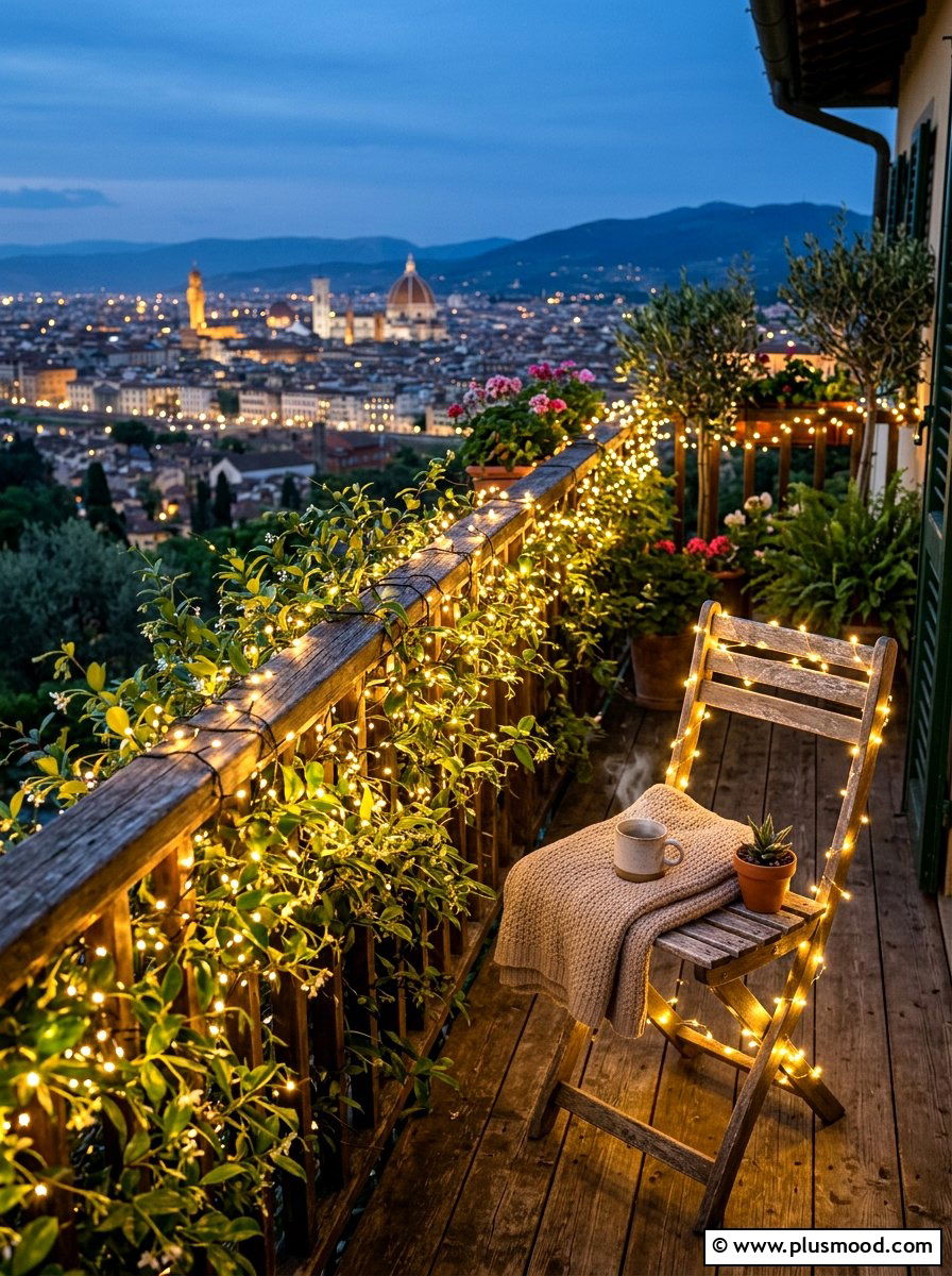 Balcony fairy lights - 25 late summer balcony ideas