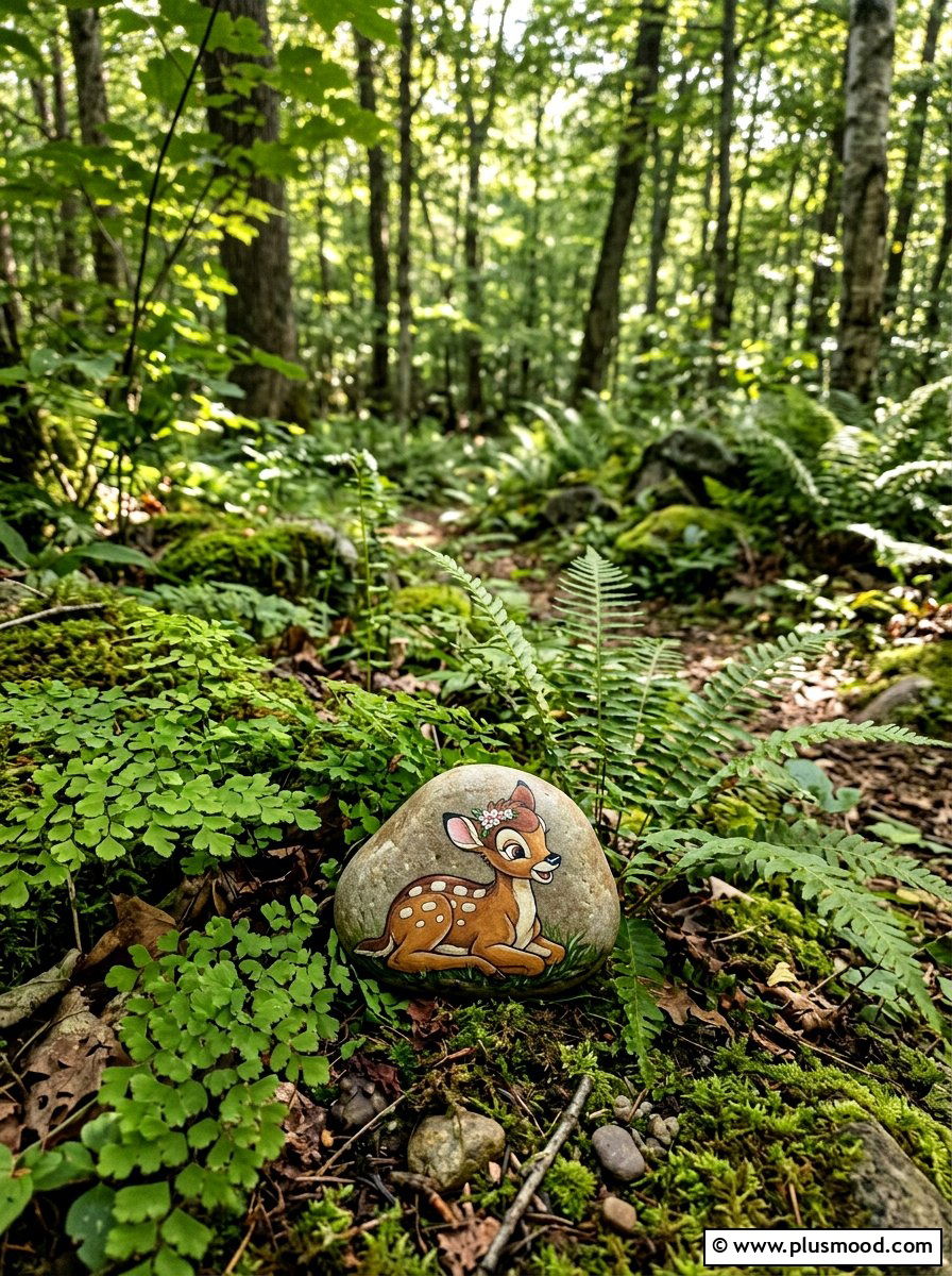 Bambi Deer Painted Rock - 25 painted rock ideas with Disney characters