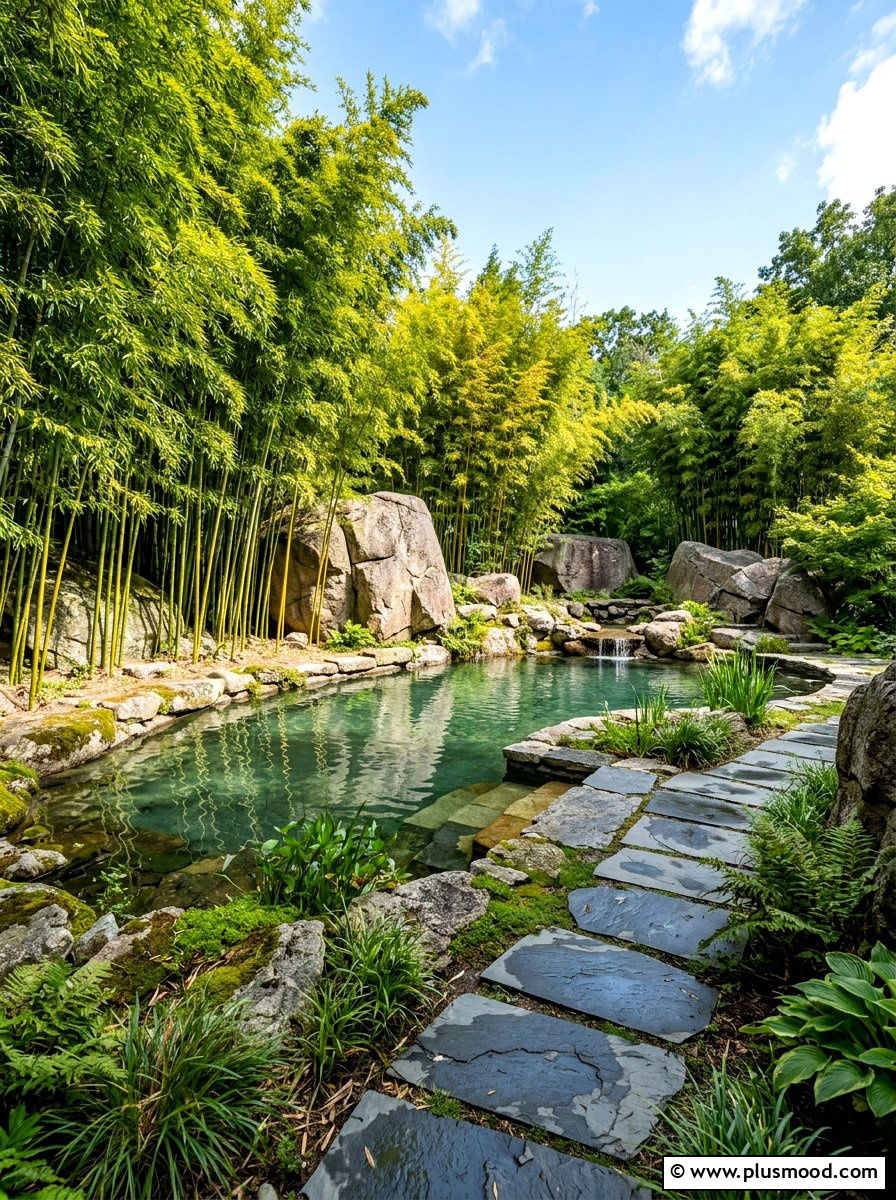 Bamboo And Stone Landscape - 25 pool landscaping ideas with bamboo