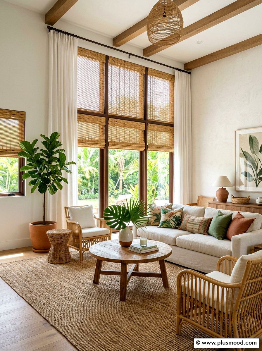 Bamboo Blind Living Room - 25 light summer living room ideas
