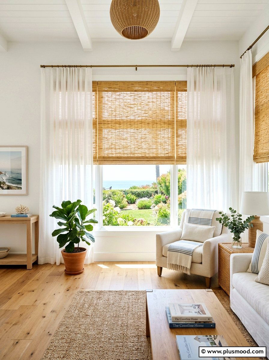 Bamboo Blind Window Decor - 25 summer beach house decorating ideas