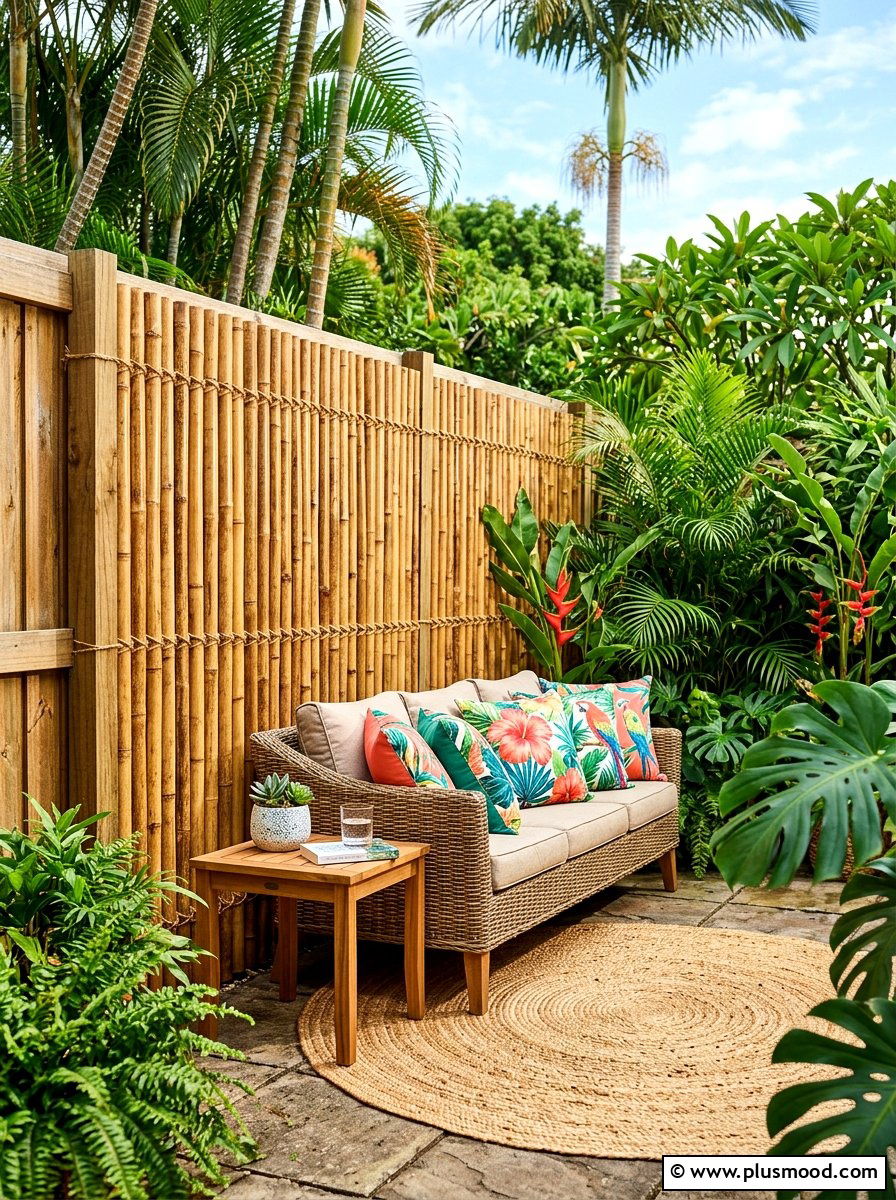 Bamboo Fence Accent - 25 budget summer patio decor ideas