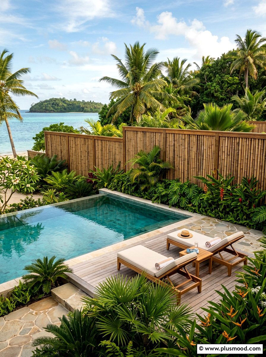 Bamboo Fence Pool Privacy - 25 pool landscaping ideas with tropical theme