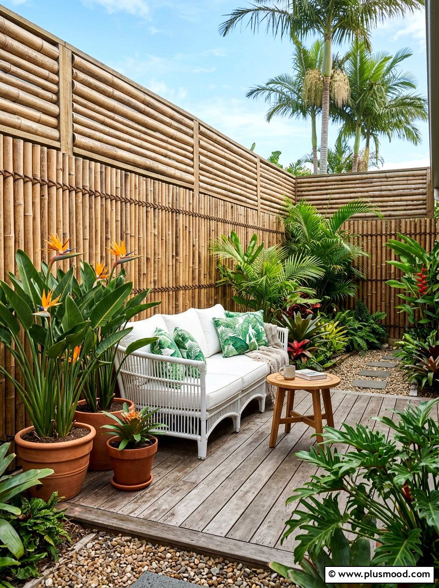 Bamboo Fenced Space - 25 summer tropical patio ideas
