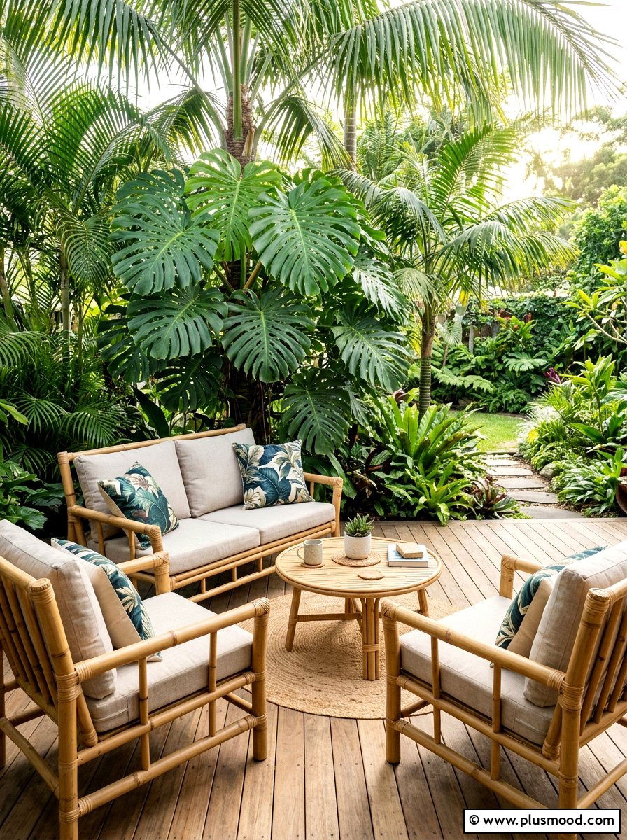 Bamboo Furniture Set - 25 summer balcony seating ideas