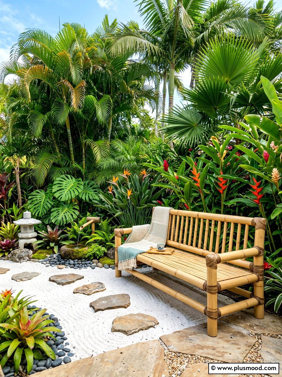 Bamboo Garden Bench - 25 summer garden bench ideas