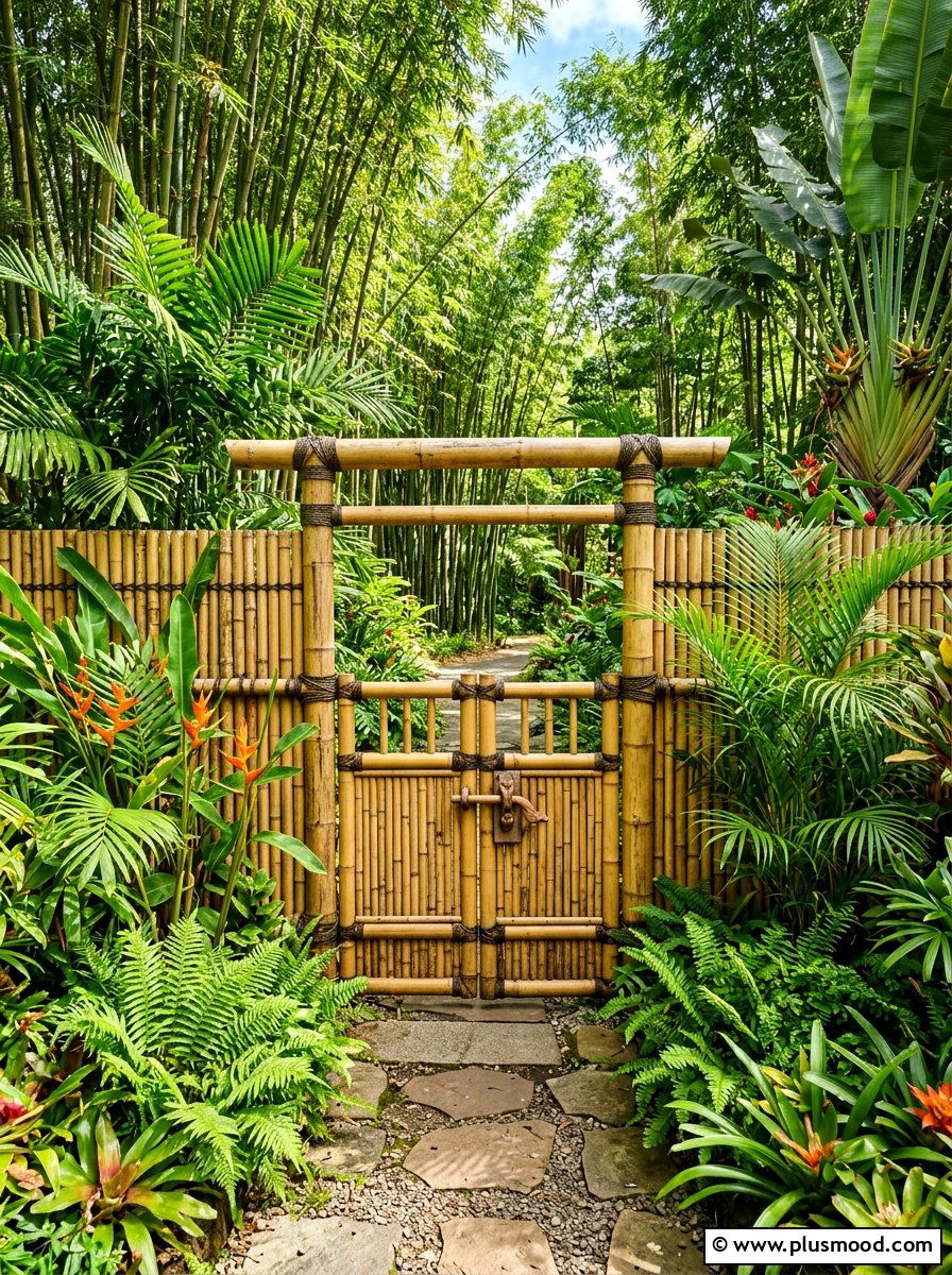 Bamboo Garden Gate - 25 summer garden gate front yard ideas