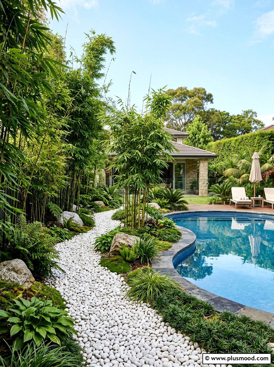 Bamboo Garden Near Pool - 25 pool landscaping ideas with bamboo