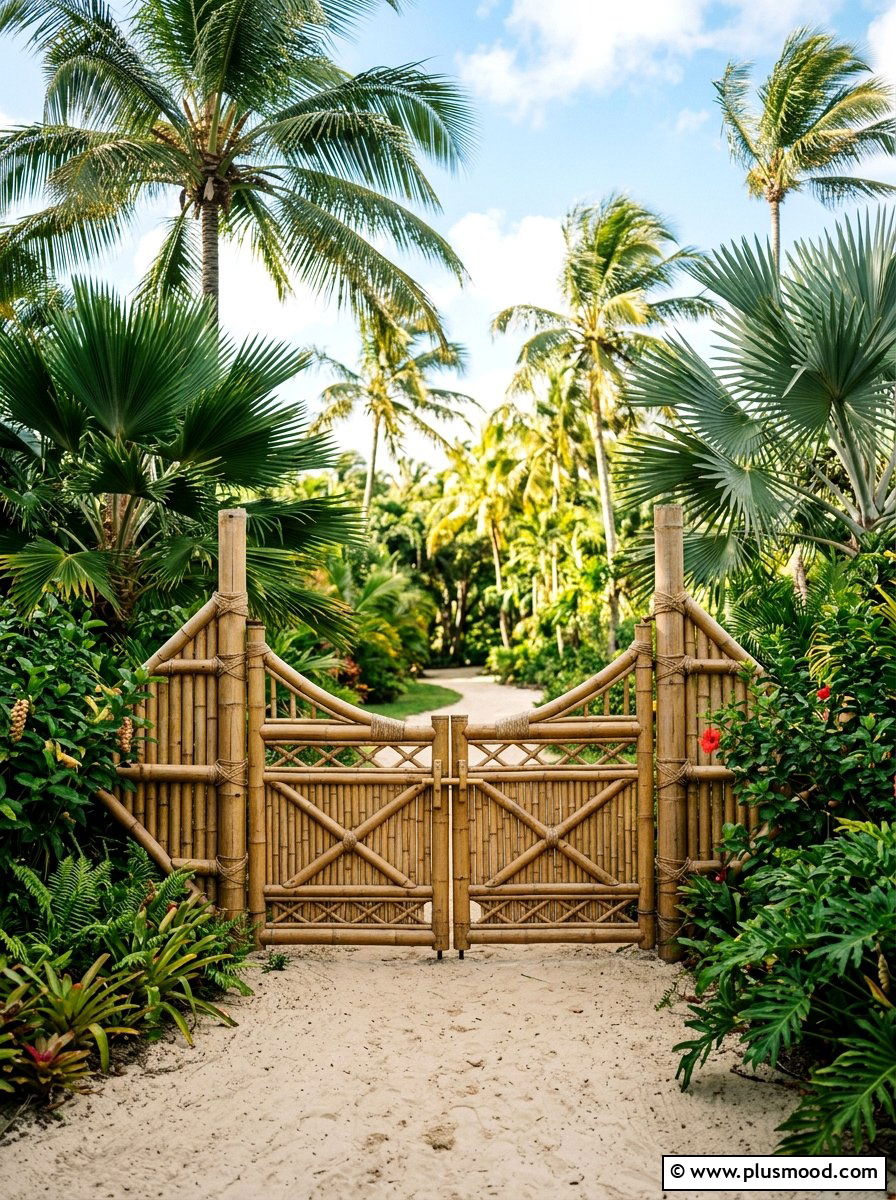 Bamboo Gate - 25 small backyard ideas with gate entry
