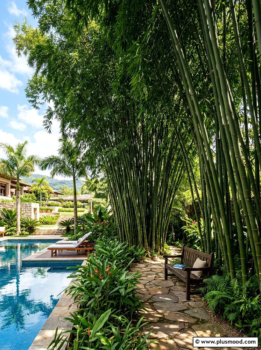 Bamboo Grove Near Pool - 25 pool landscaping ideas with bamboo
