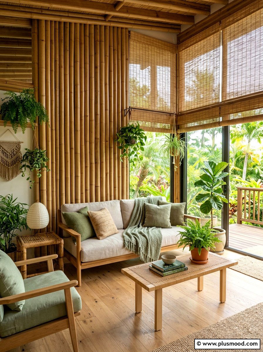 Bamboo Living Room - 25 summer entertaining living room ideas