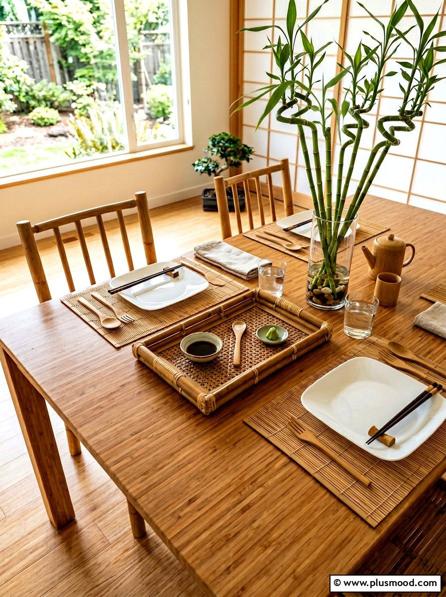 Bamboo Natural Table - 25 summer kitchen table decor ideas