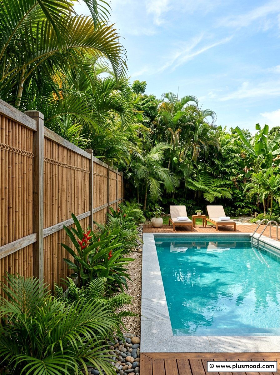 Bamboo Pool Fence - 25 pool landscaping ideas for zen style