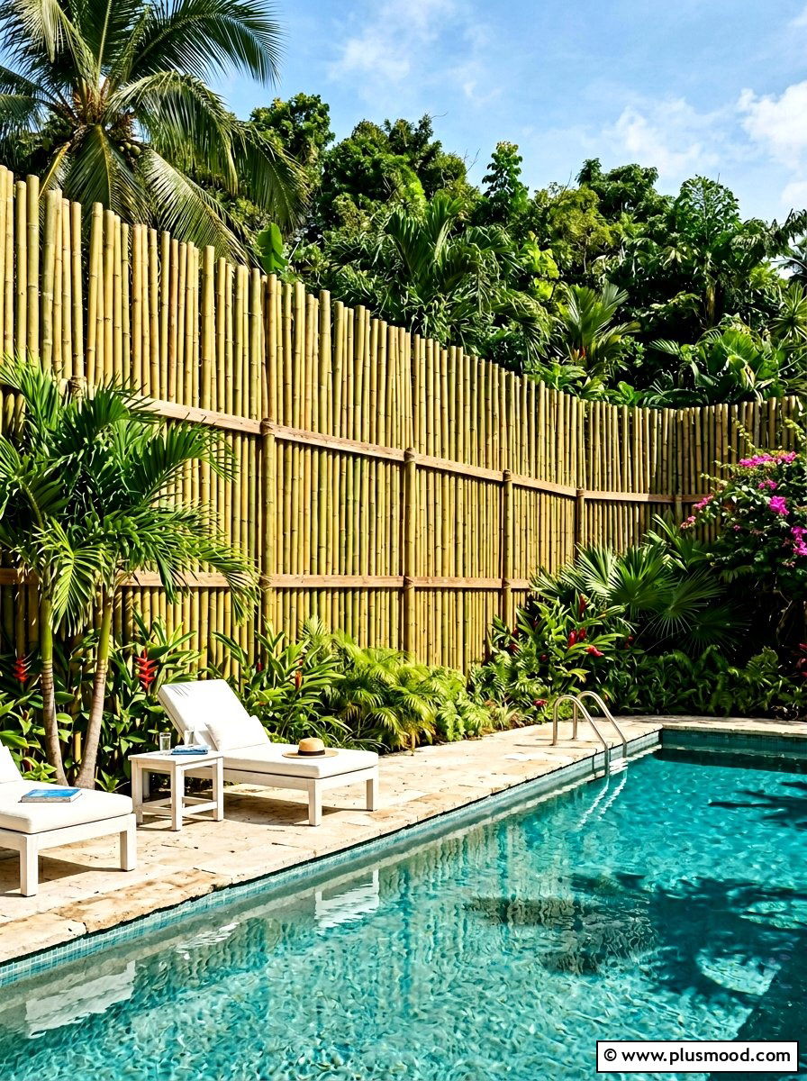 Bamboo Pool Privacy Fence - 25 pool landscaping ideas for hot climates