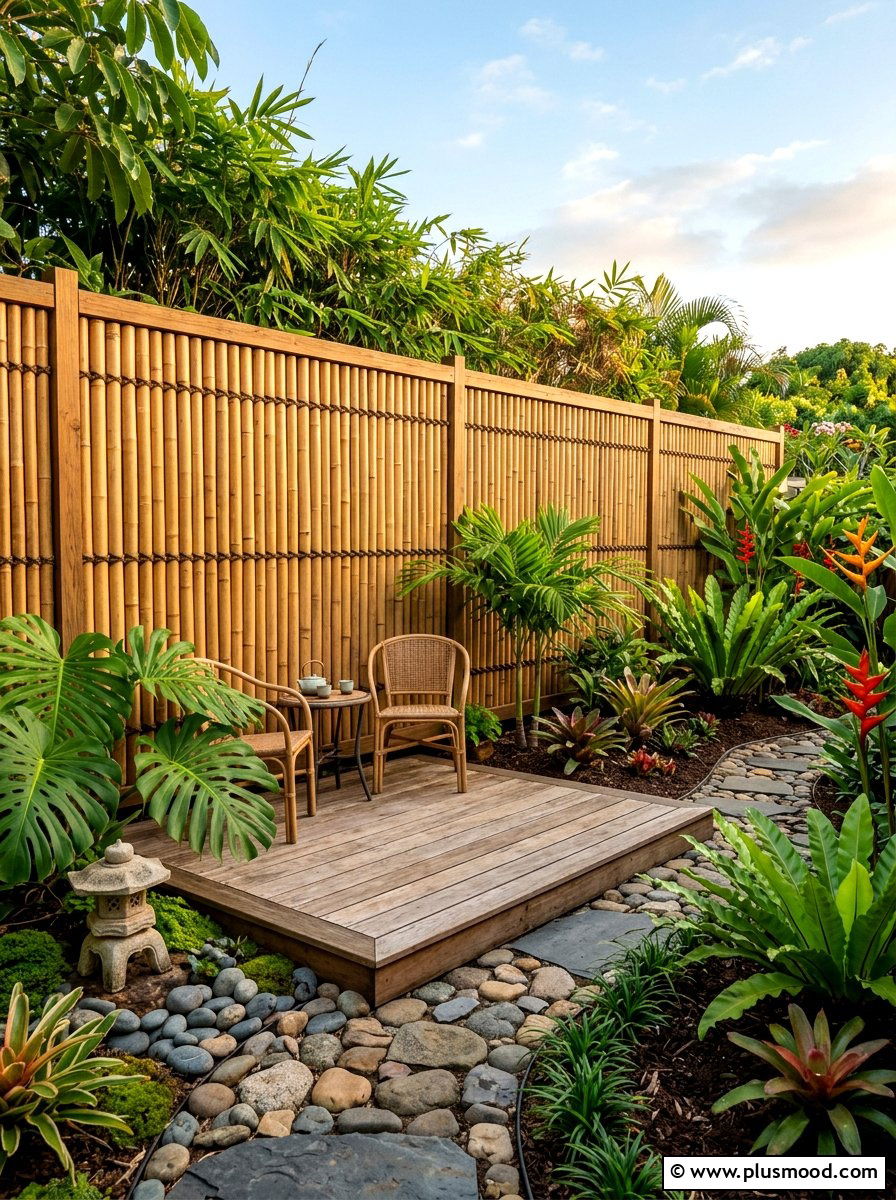 Bamboo Privacy Fence - 25 summer backyard shade ideas