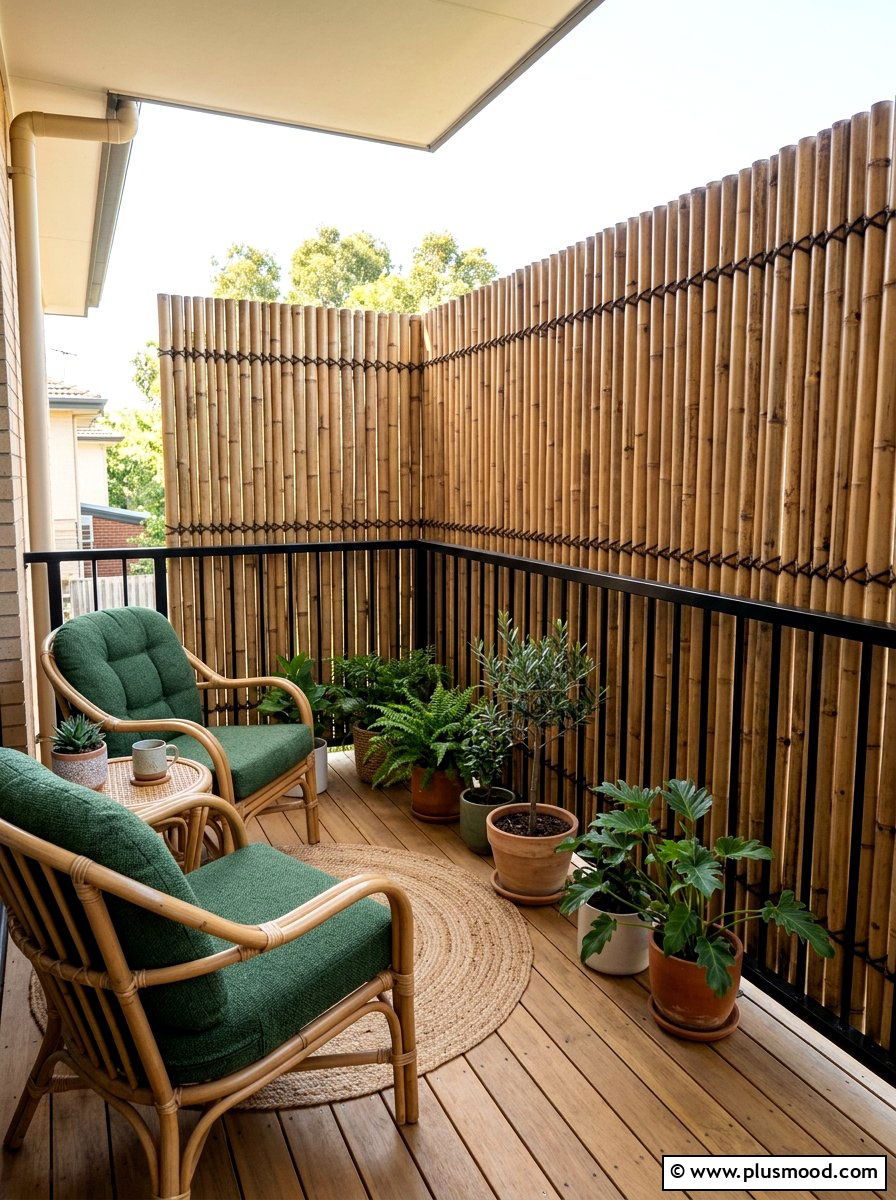 Bamboo Privacy Fence - 25 summer balcony entertaining ideas