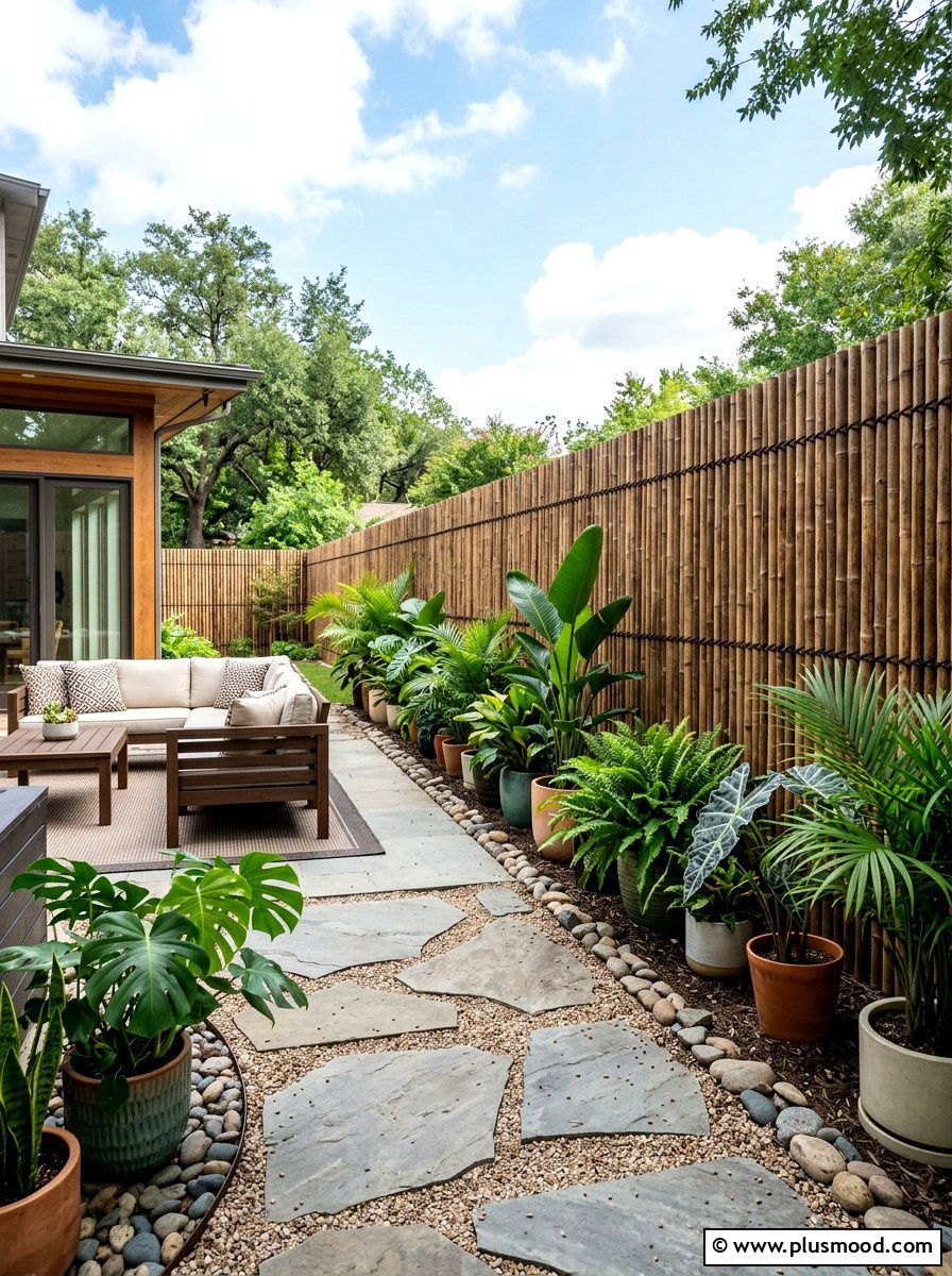 Bamboo Privacy Fence - 25 summer island style backyard ideas