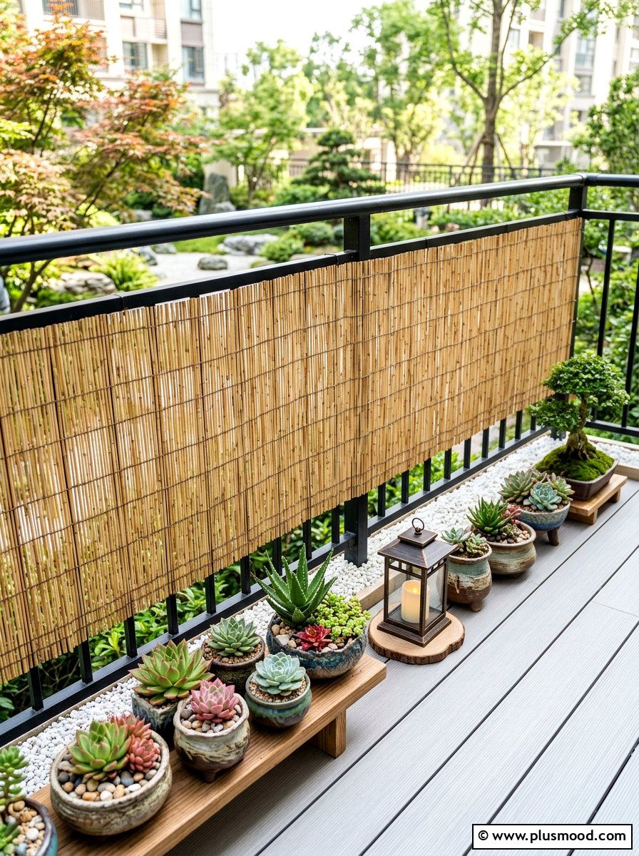 Bamboo Privacy Fence Roll - 25 summer cozy apartment patio ideas