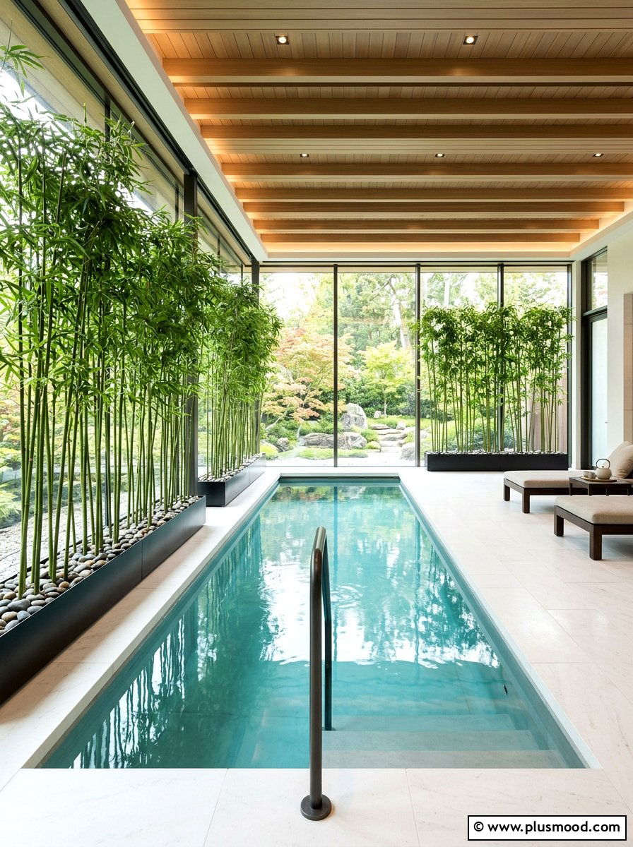 Bamboo Privacy Indoor Pool - 25 pool landscaping ideas for indoor pools