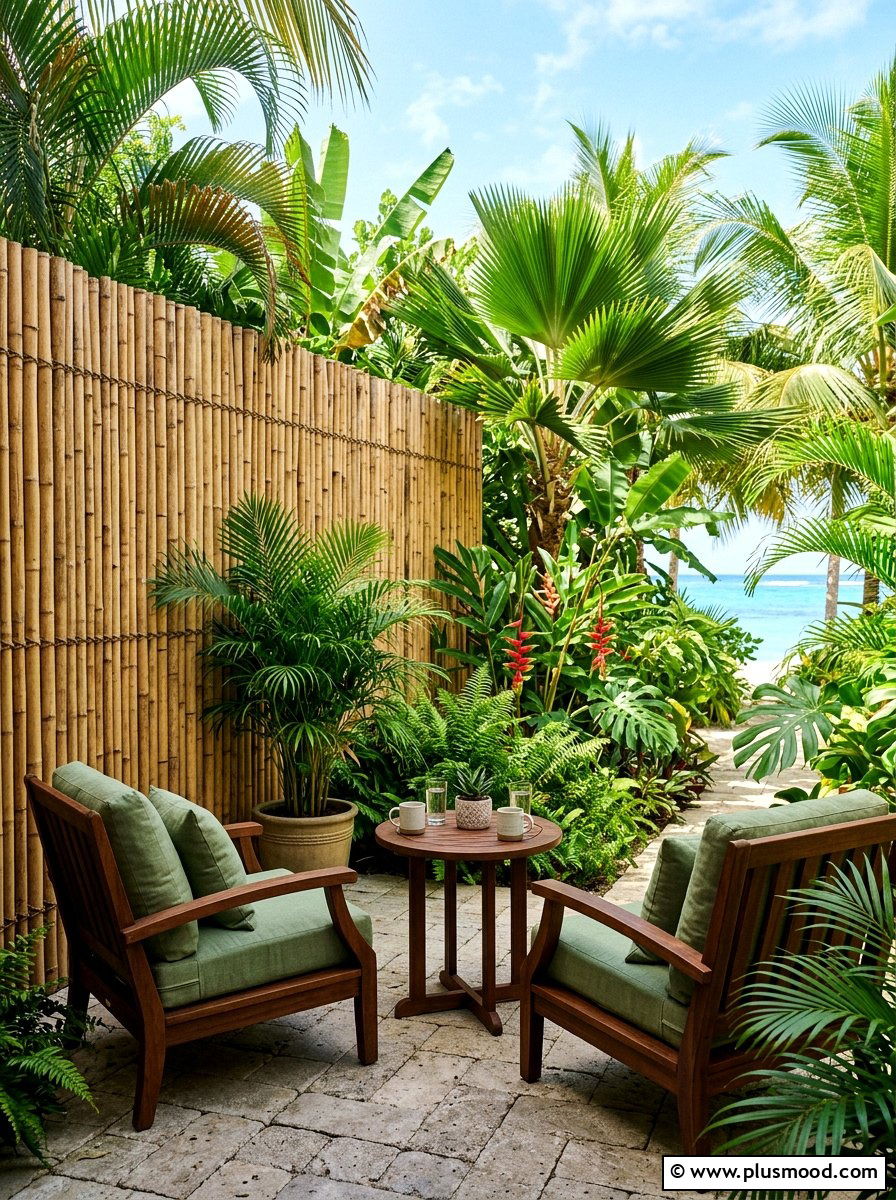 Bamboo Privacy Patio - 25 summer tropical patio ideas