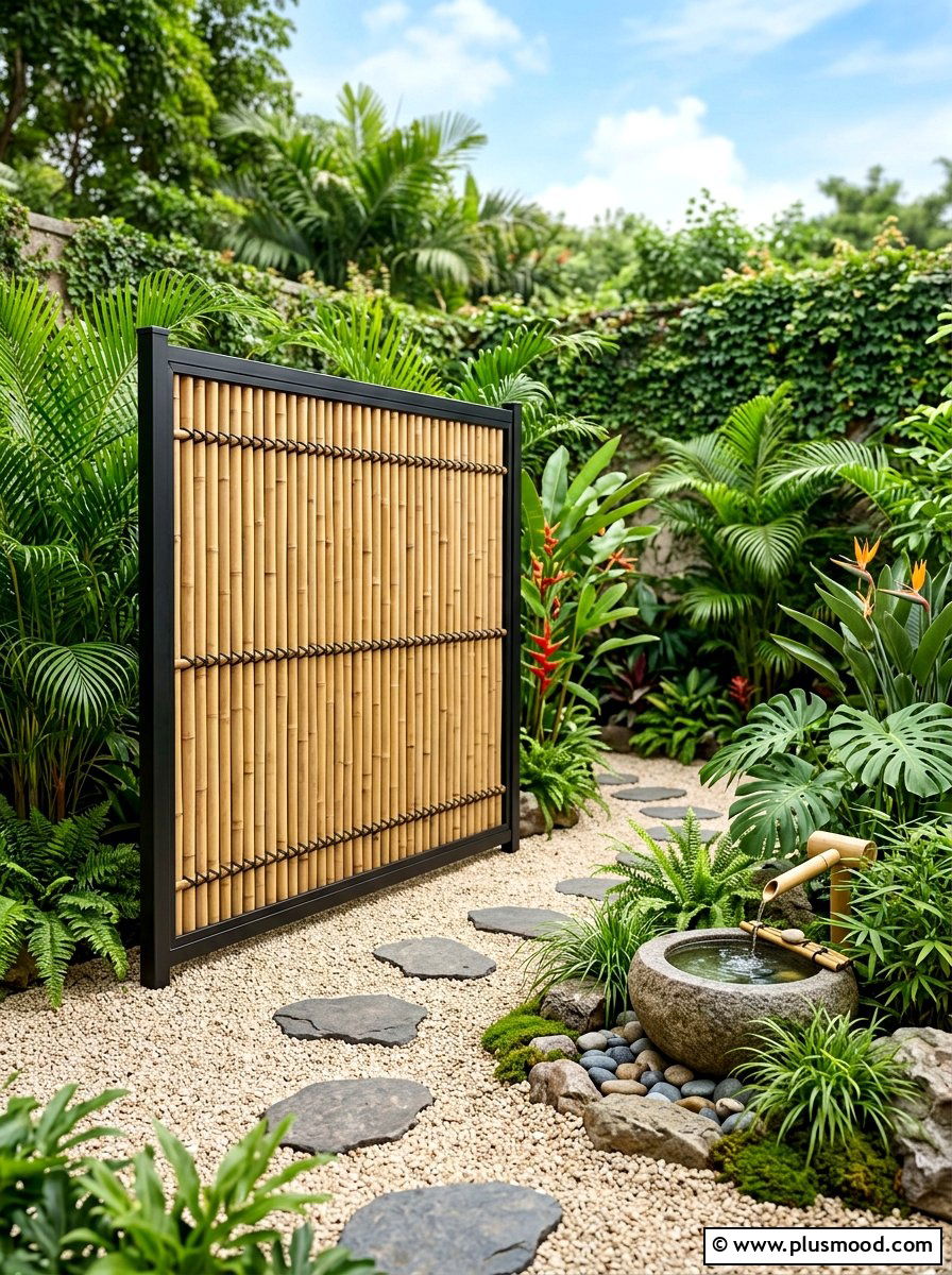 Bamboo Privacy Screen - 25 small backyard ideas with privacy fence