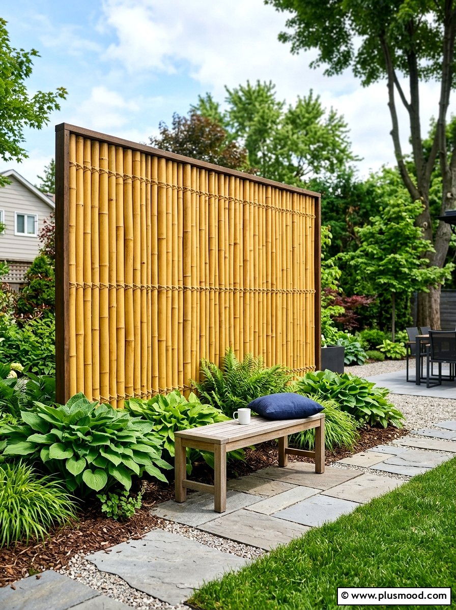 Bamboo Privacy Screen - 25 small backyard ideas with zen garden