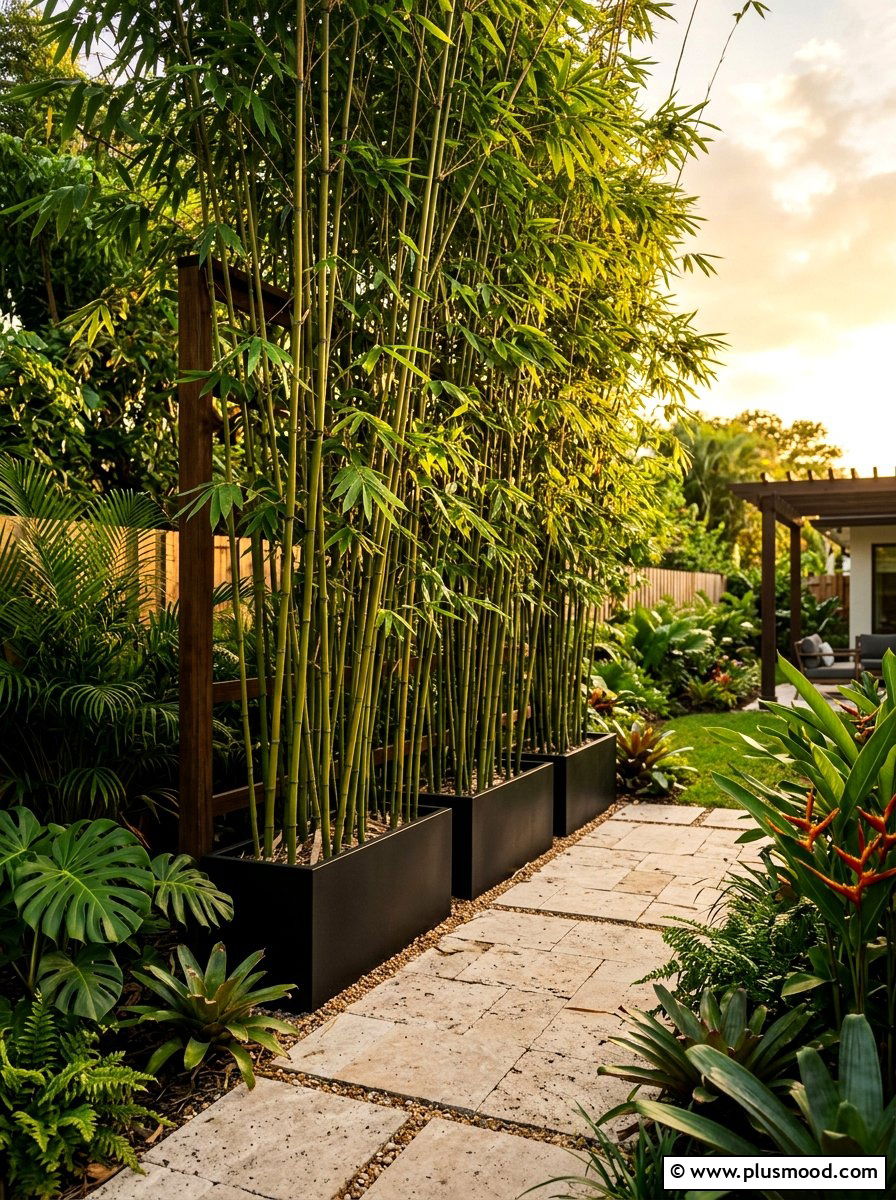 Bamboo Privacy Screen - 25 small backyard ideas with yoga space
