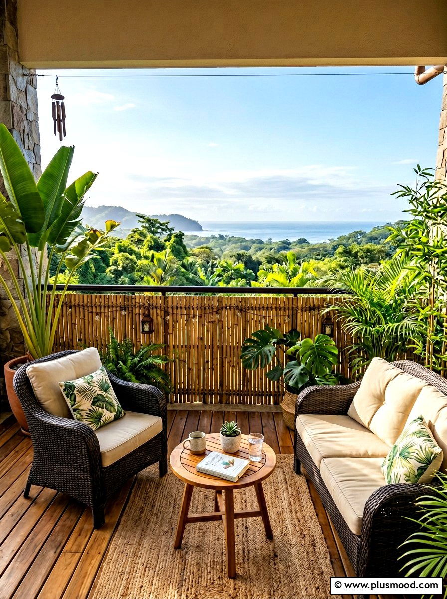 Bamboo Privacy Screen - 25 summer balcony breakfast nook ideas