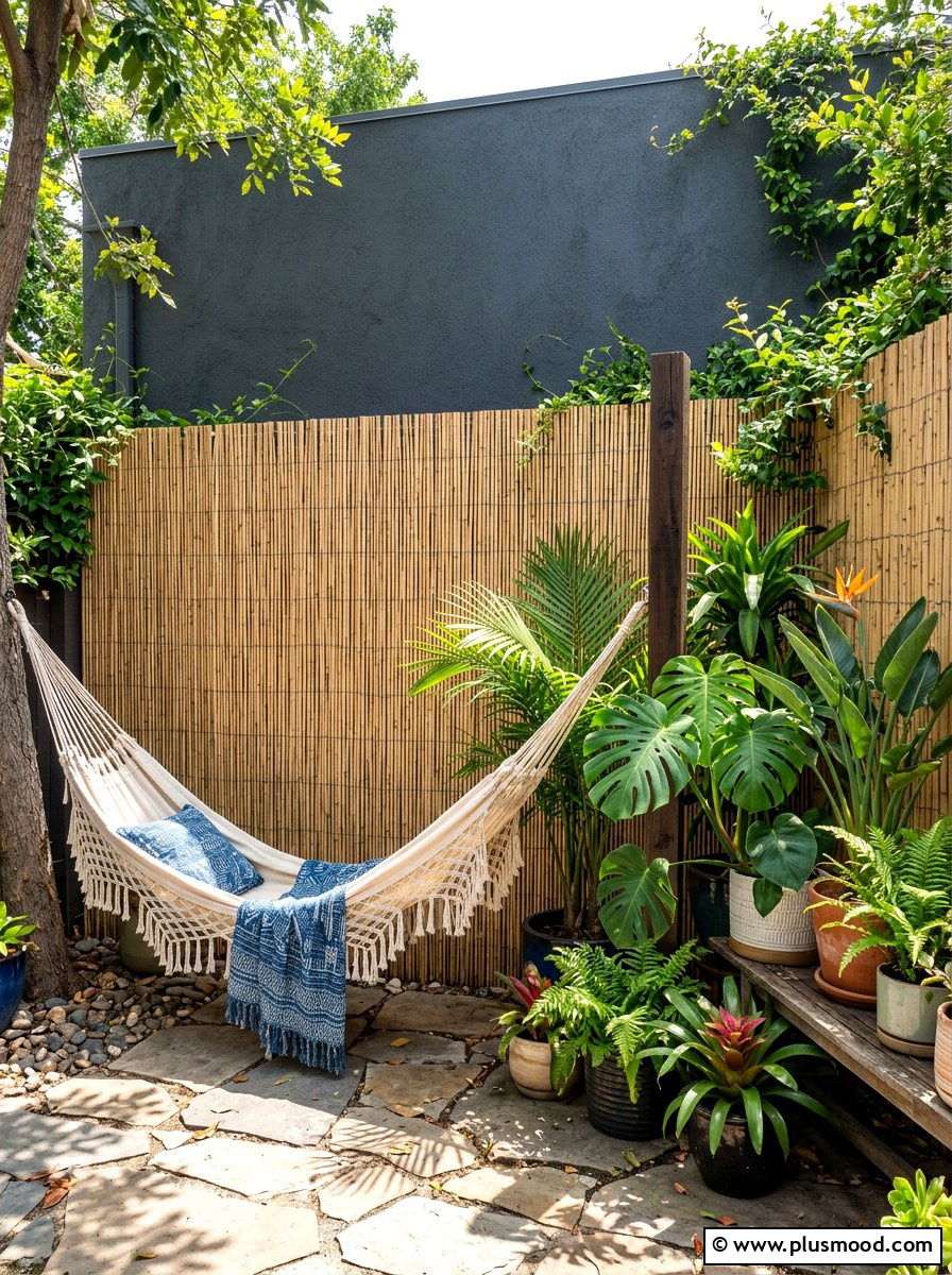 Bamboo Privacy Screen - 25 summer budget pool area ideas
