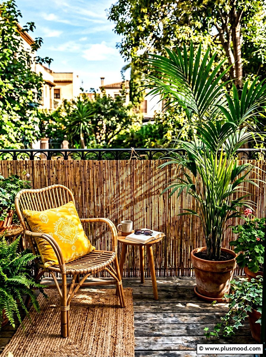 Bamboo Privacy Screen - 25 summer city balcony summer decor ideas