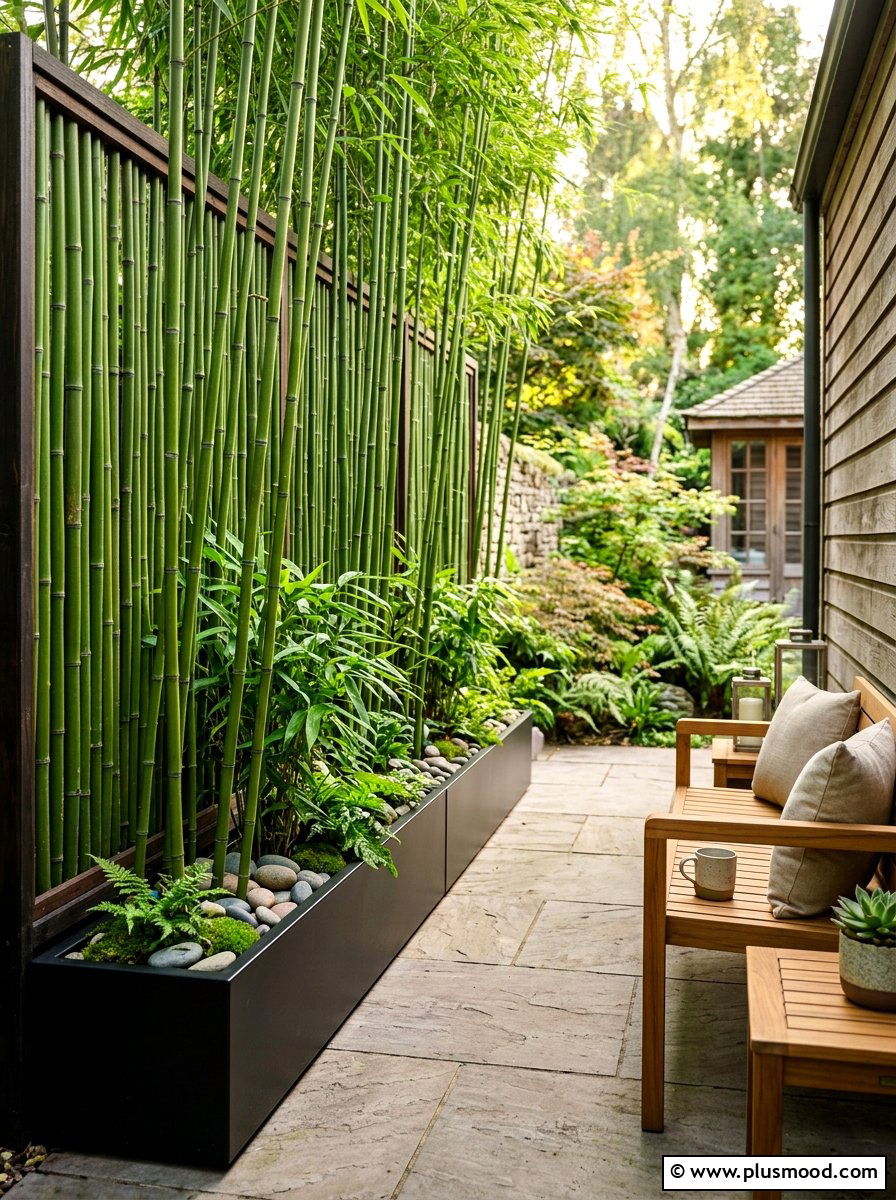 Bamboo Privacy Screen - 25 summer narrow patio ideas