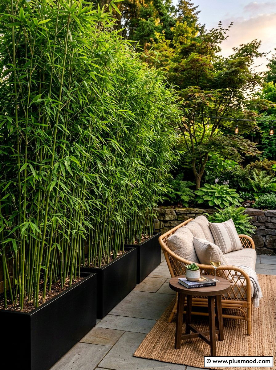 Bamboo Privacy Screen - 25 summer resort style backyard ideas