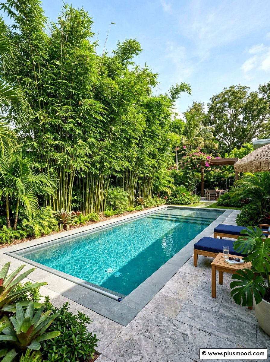 Bamboo Privacy Screen - 25 pool landscaping ideas with bamboo