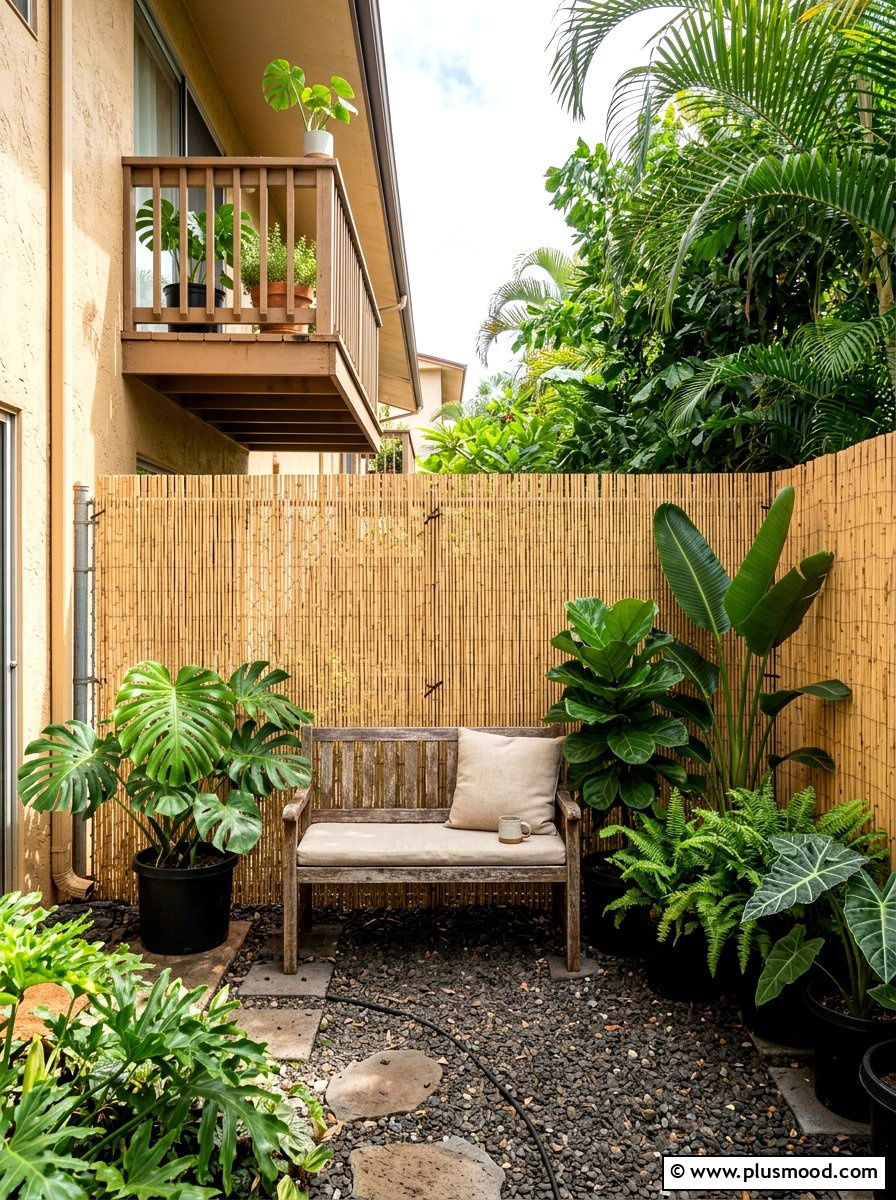 Bamboo Privacy Screen - 25 small backyard ideas for apartments with fence