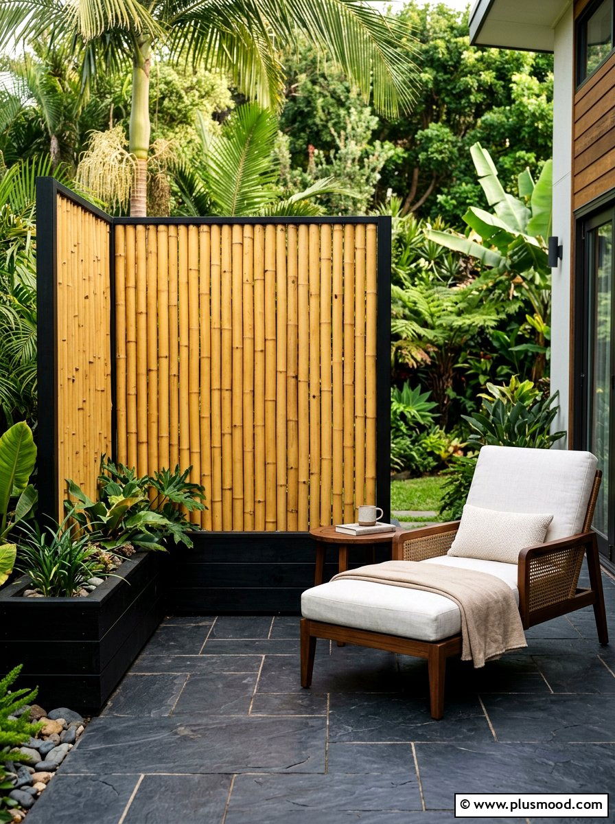 Bamboo Privacy Screen - 25 small backyard ideas for no grass yards