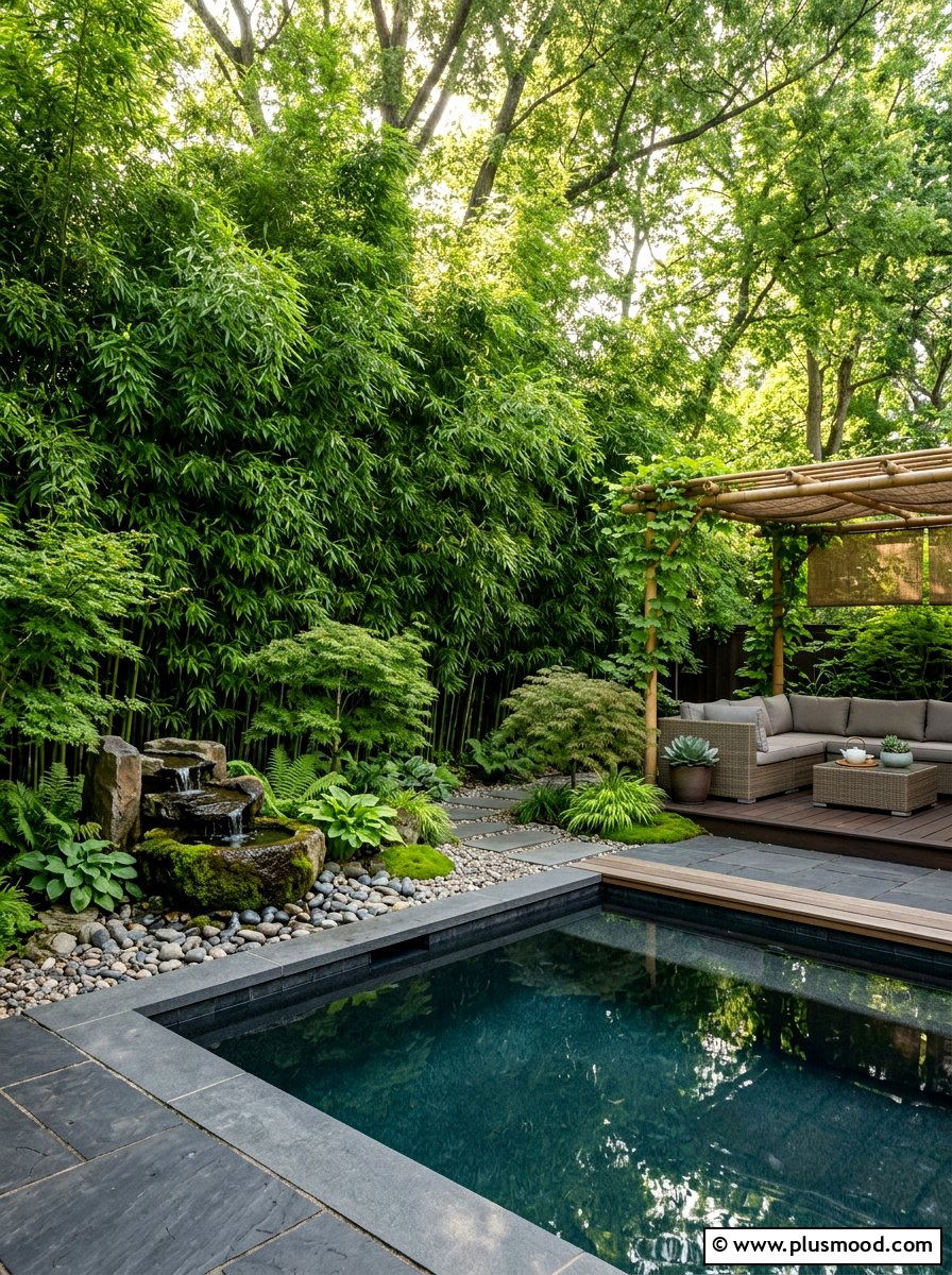 Bamboo Privacy Screen For Shade - 25 pool landscaping ideas for shade gardens