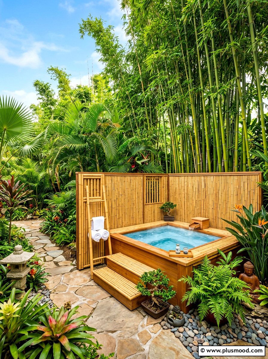 Bamboo Privacy Spa - 25 summer backyard spa ideas