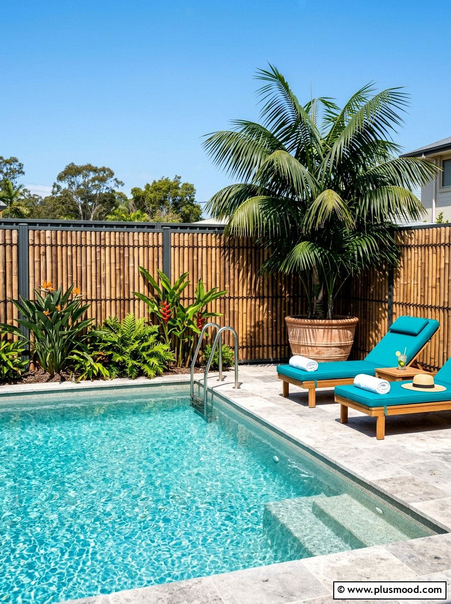 Bamboo Roll Fence - 25 summer backyard privacy ideas