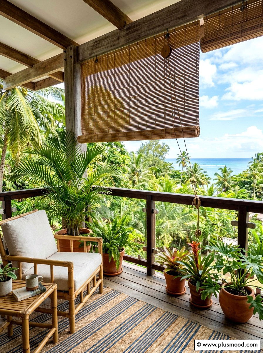 Bamboo Roller Blind - 25 summer balcony shade ideas