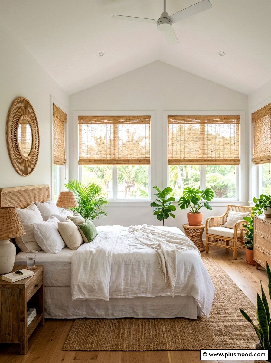 Bamboo Roman Shades - 25 summer bedroom ideas on a budget