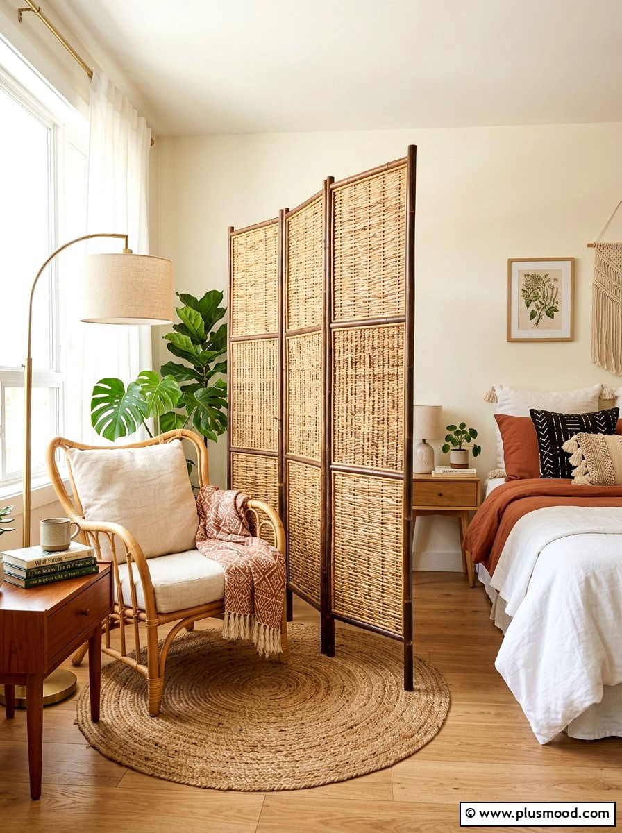 Bamboo Room Divider - 25 late summer boho decor ideas