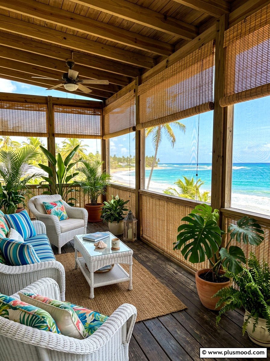 Bamboo Shade Veranda - 25 summer beach house decor ideas