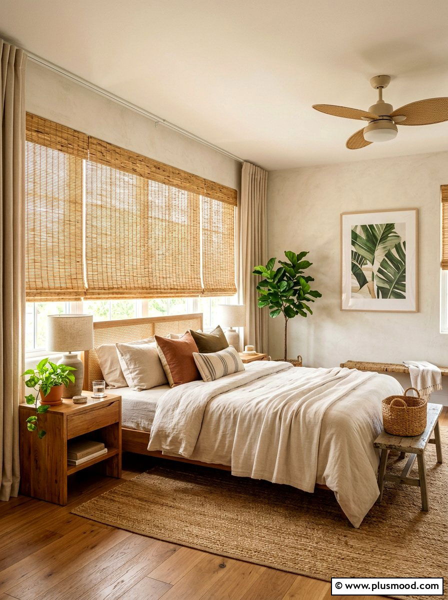 Bamboo Shades - 25 best summer bedroom ideas