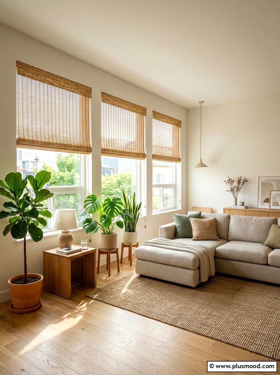 Bamboo Shades - 25 summer decor ideas for apartments
