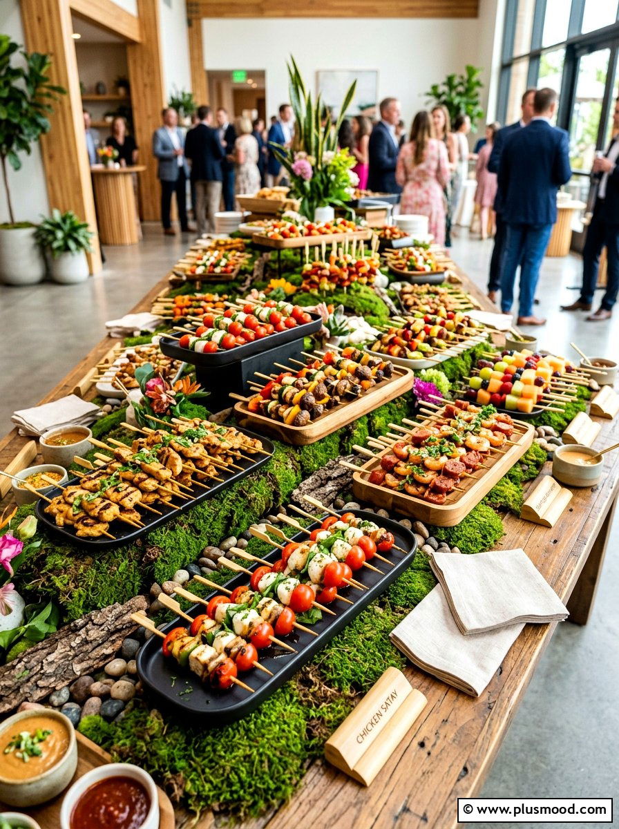 Bamboo Skewer Food Display - 25 summer buffet table decor ideas